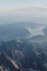 Aerial view of mountains against sky