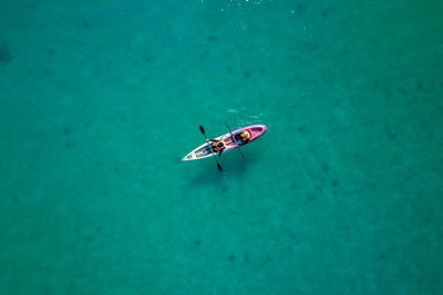 High angle view of boat in water