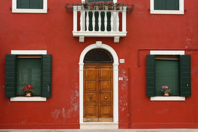 Closed door of building