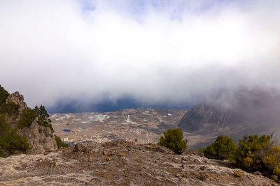 Scenic view of mountains against sky