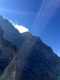 Scenic view of mountains against clear blue sky