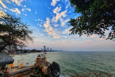 Scenic view of sea against sky during sunset