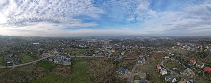 High angle view of townscape against sky