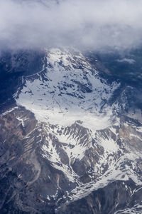 Aerial view of snowcapped mountains against sky