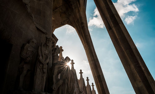 Low angle view of statue against sky