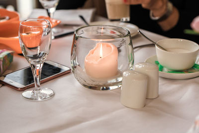 Close-up of beer glass on table