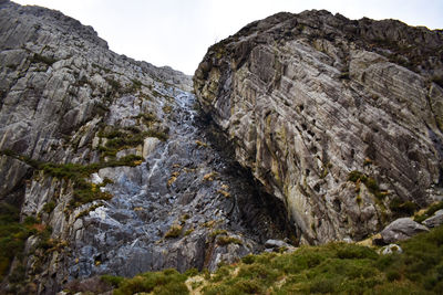 Low angle view of rock formations against sky