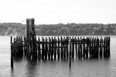 Wooden pier in sea