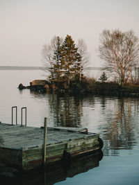 Scenic view of lake against clear sky