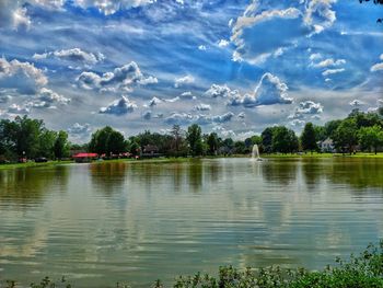 Scenic view of lake against sky