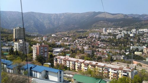 High angle view of townscape against sky