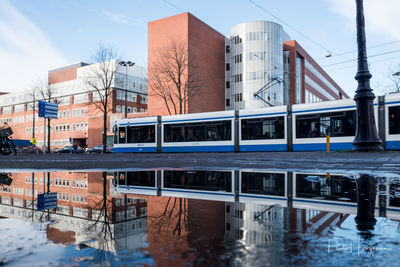 Reflection of buildings in water