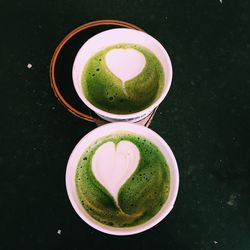 High angle view of coffee on table