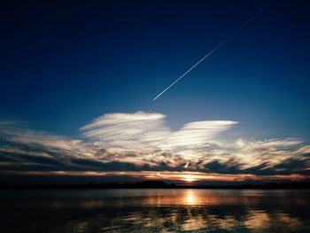 View of calm sea at sunset