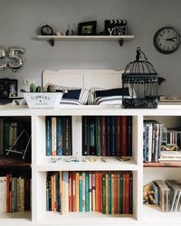 Books on shelf at home