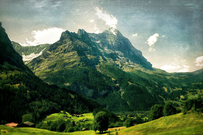 Scenic view of mountains against sky