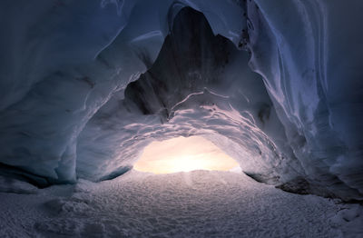 Scenic view of frozen landscape against sky