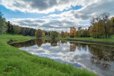 Scenic view of lake against sky