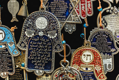 Close-up of clothes for sale at market stall