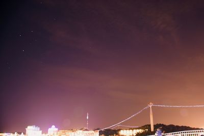 Low angle view of illuminated built structure