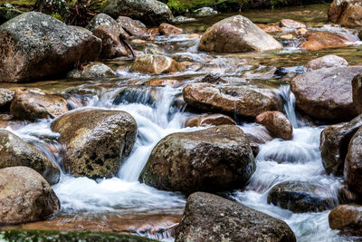 River flowing through rocks in forest