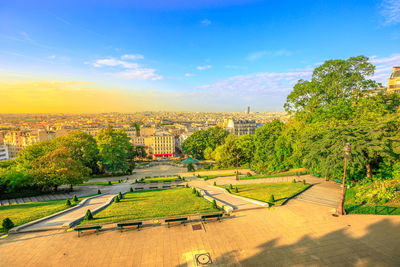 High angle view of landscape against sky