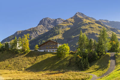 Scenic view of mountains against clear sky