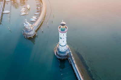 Aerial view of lighthouse in lindau, germany