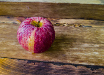 High angle view of apple on table