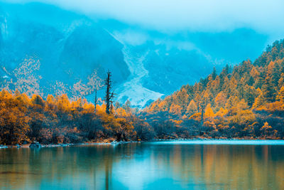 Scenic view of lake against sky