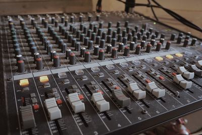 Close-up of sound mixer