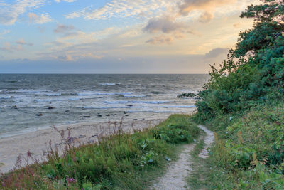 Scenic view of sea against sky during sunset