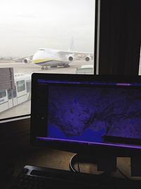 Close-up of airplane on table