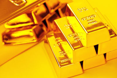 Close-up of yellow metal