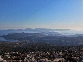 Scenic view of landscape against clear sky