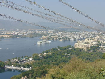 View of cityscape with river in background