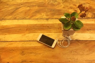 Close-up of smart phone on table