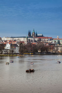 The beautiful old town of prague city and the vltava river