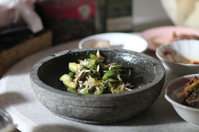 Close-up of meal served in bowl