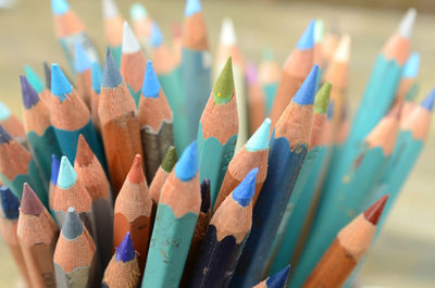 Close-up of colored pencils