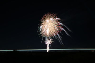 Firework display at night