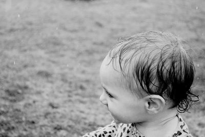 Portrait of cute boy looking away