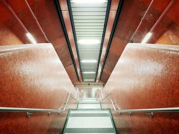 High angle view of escalator