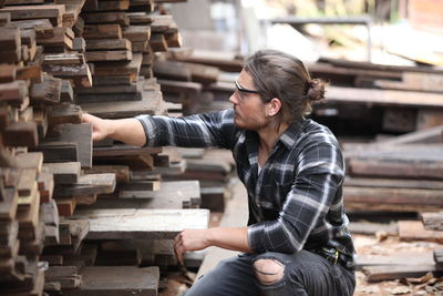 Man working on wood