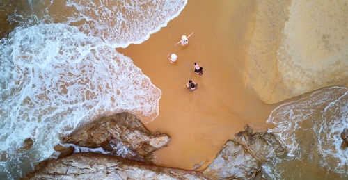 High angle view of people on beach