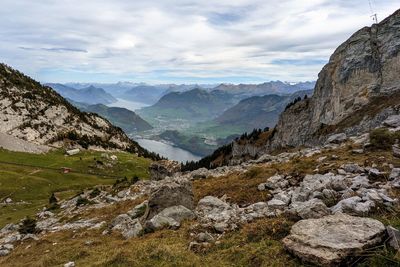 Scenic view of mountains against sky