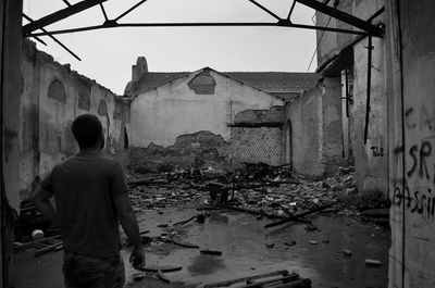 Woman in old building