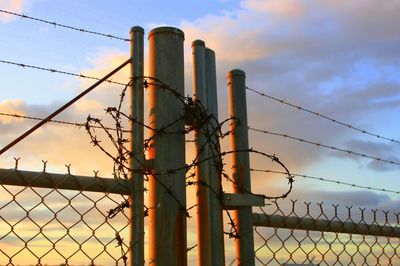 Close-up of barbed wire fence