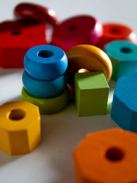 Close-up of toys on table