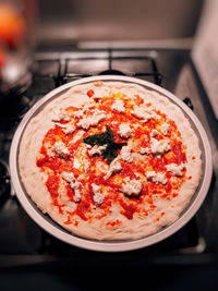 Close-up of pizza on table